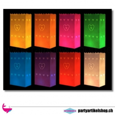 Himmelslaternen - Lichttüten verschiedene Farben (mit Herzen)