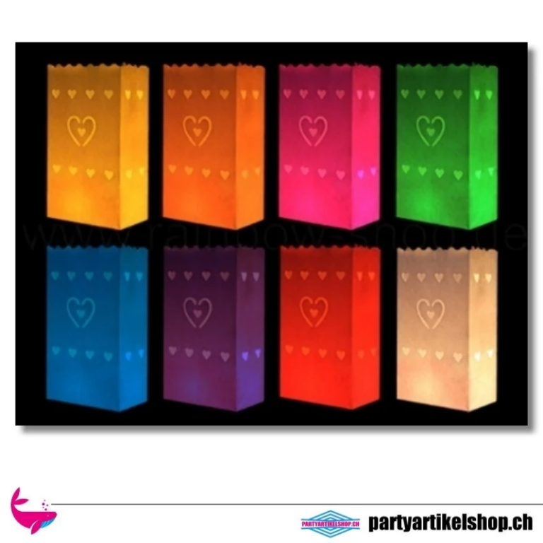 Himmelslaternen - Lichttüten verschiedene Farben (mit Herzen)